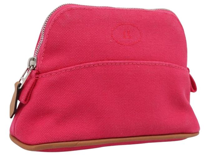 Hermès HERMES Bolide Pouch Canvas Pink Silver Auth 203321V Plata Rosa