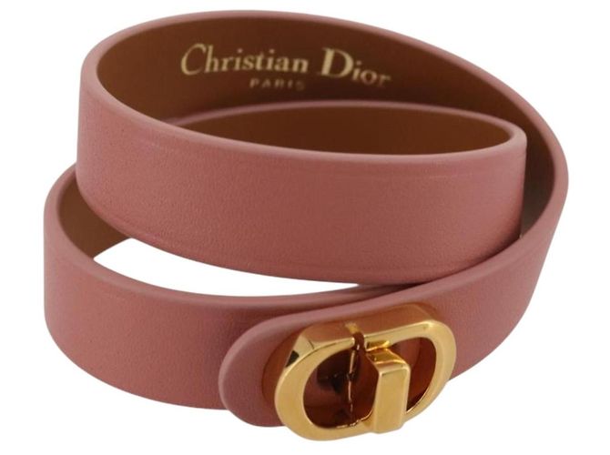 Pulseira Christian Dior Couro Pink Gold Auth 204944M