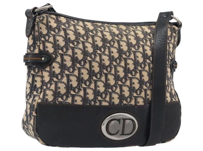Borsa a tracolla Christian Dior Trotter Canvas Navy Silver Auth 204603V Argento Blu navy