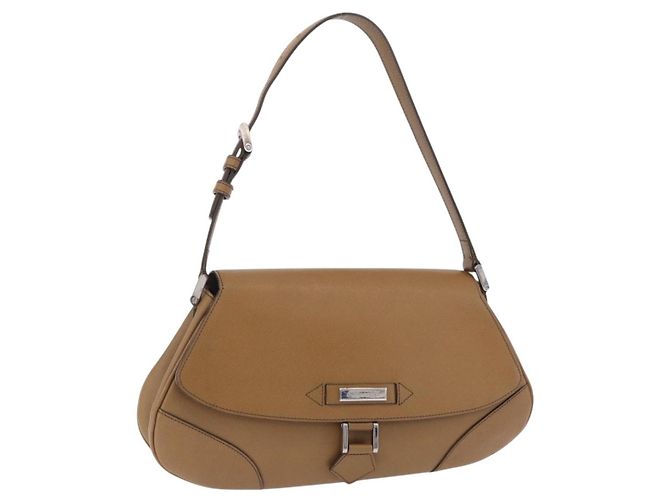 Borsa a tracolla BURBERRY in pelle marrone argento Auth 204741A