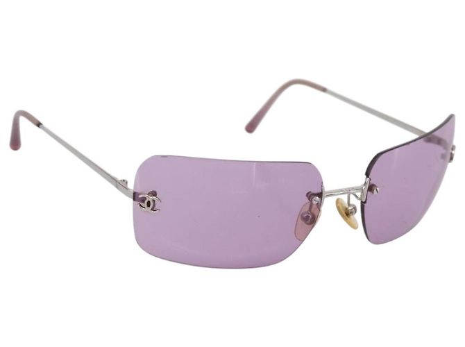 Occhiali da sole CHANEL Metal Purple Silver CC Auth BA15554 Argento Porpora