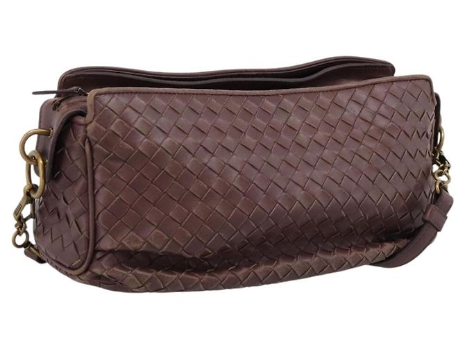 Borsa a tracolla BOTTEGA VENETA INTRECCIATO in pelle marrone e oro 192661 Auth 201370A D'oro