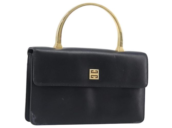 Sac à main GIVENCHY en cuir noir et or Auth 205123 Doré
