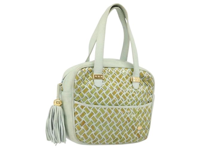 BALLY Handtasche Lackleder Green Gold Auth 204319 Golden Grün