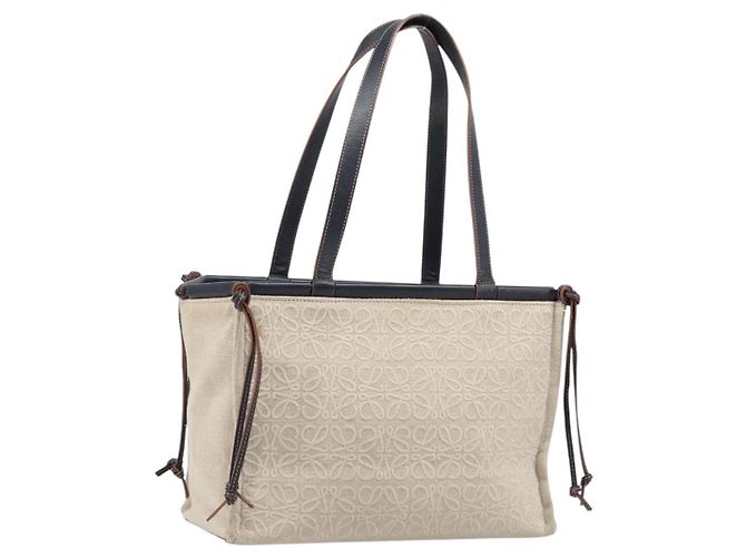 Borsa Tote Cushion LOEWE Canvas Beige Auth 203445V