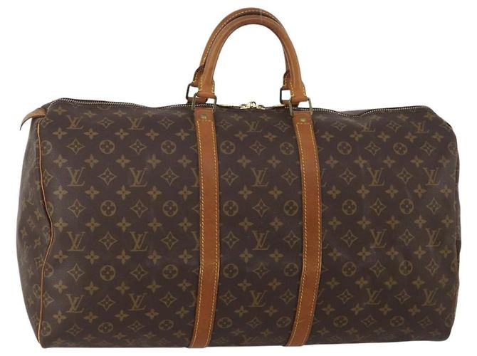 LOUIS VUITTON Monogram Keepall 55 Boston Bag M41424 LV Auth 201933 Monogramme