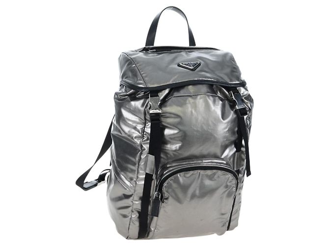 Mochila PRADA Canvas Silver Auth 195333M Prata