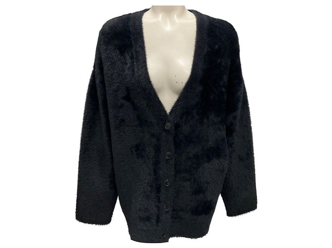 Autre Marque forte_forte Strick-Cardigan aus schwarzem Samt und Kunstpelz