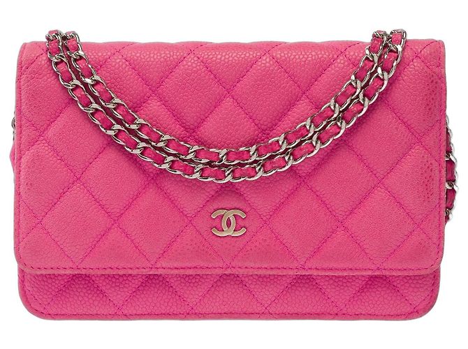 Saco CHANEL Wallet on Chain em Couro Rosa - 103854