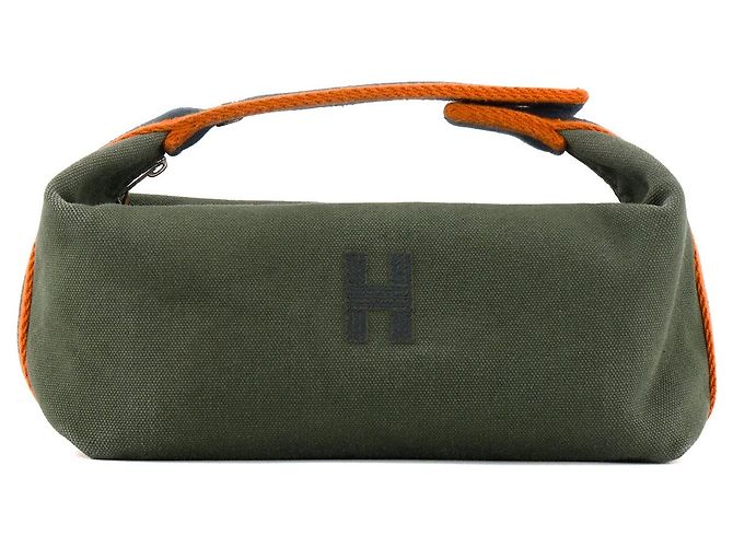 HERMÈS - Hermès Bride-à-Brac PM Clutch aus multicolorigem Canvas Khaki