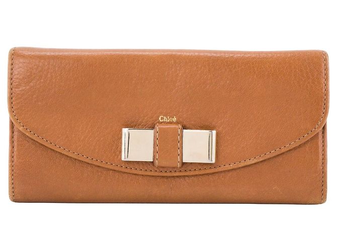CHLOÉ - Chloé Lily Continental Geldbörse aus braunem Narbenleder