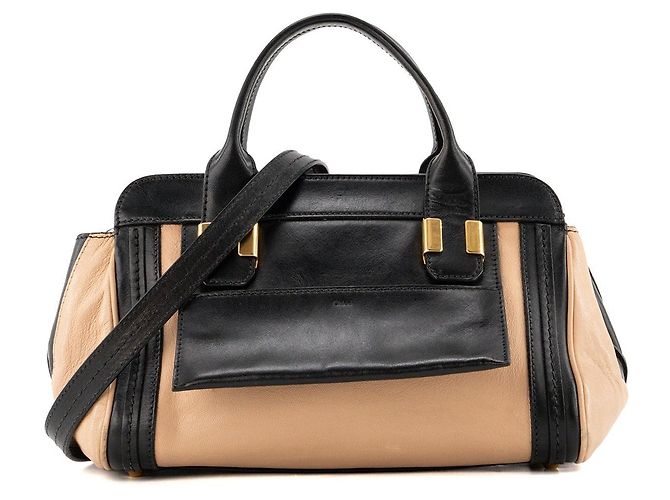 CHLOÉ - Bolsa de ombro Alice Chloé em couro bege e preto Marrom