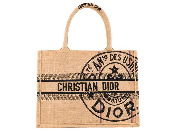 DIOR - Sac cabas Book Tote medium Dior en toile de jute marron