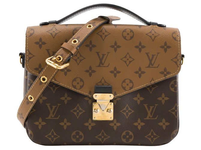 LOUIS VUITTON - Bolsa de ombro Métis em canvas revestido monogram reverse Marrom