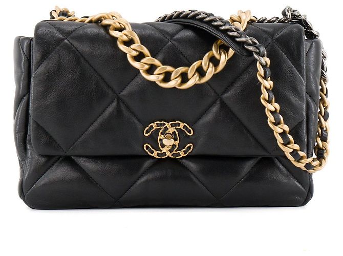 CHANEL - Borsa a tracolla Chanel 19 in pelle nera Nero