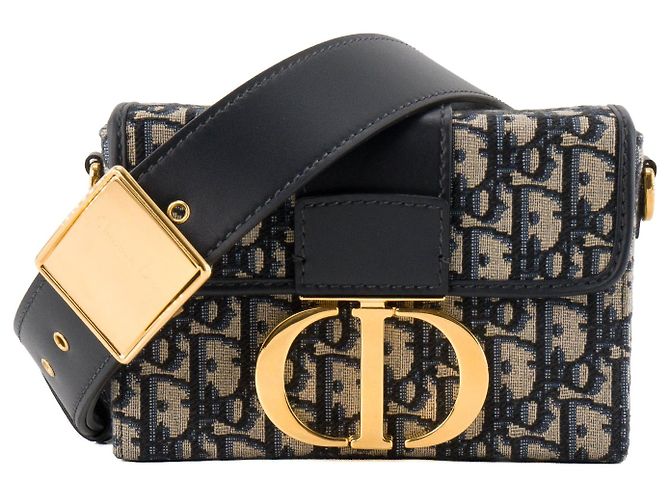Autre Marque DIOR - Borsa a tracolla 30 Montaigne Box Dior in tela e pelle blu navy