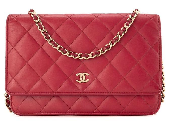CHANEL - Bolsa de ombro Wallet on Chain Classic/Timeless Chanel em couro liso rosa