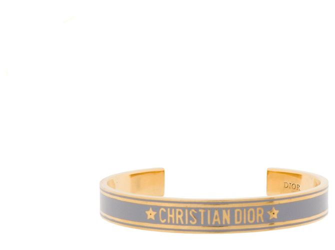 Autre Marque DIOR - Bracciale rigido Code Dior in metallo dorato e smalto blu