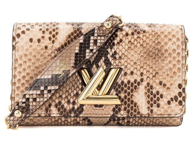 LOUIS VUITTON - Sac à bandoulière Wallet On Chain Twist Louis Vuitton en cuir exotique python marron