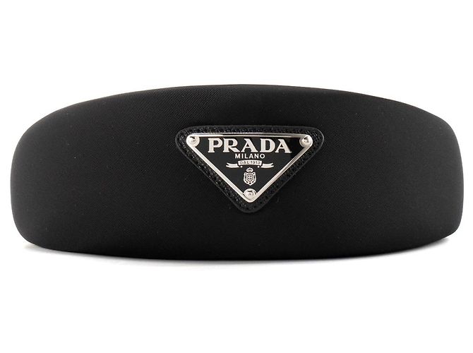 Etiquette PRADA - Fascia per capelli con logo Prada in Re-nylon nero (TU)