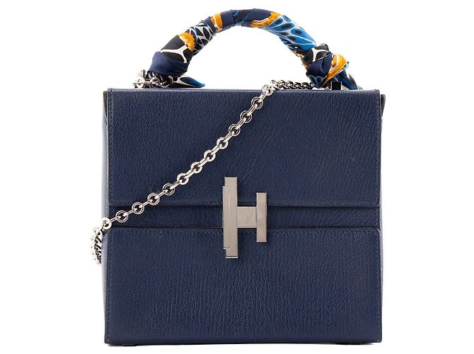 HERMÈS - Bolsa de ombro Hermès Cinhetic em couro de cabra mysore bleu brighton Azul
