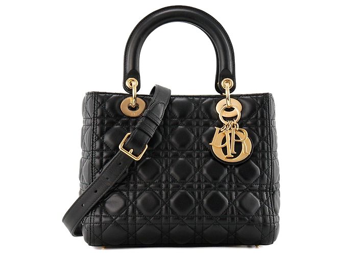 Autre Marque DIOR - Borsa a mano Lady Dior Medium in pelle cannage nera Nero