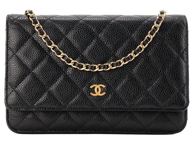 CHANEL - Borsa a tracolla Wallet On Chain Classic/Timeless Chanel in pelle caviar nera Nero