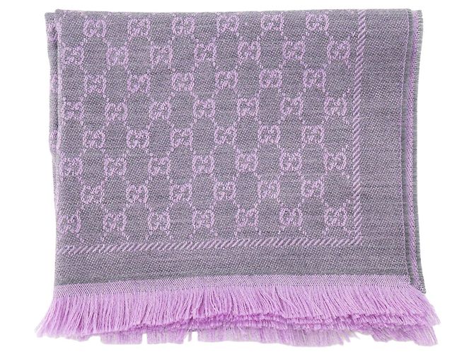 GUCCI - Sciarpa Gucci in lana nera e viola Porpora