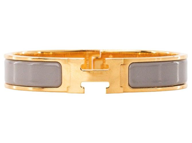 HERMÈS - Clic H Hermès Armband in grauem Emaille (PM)