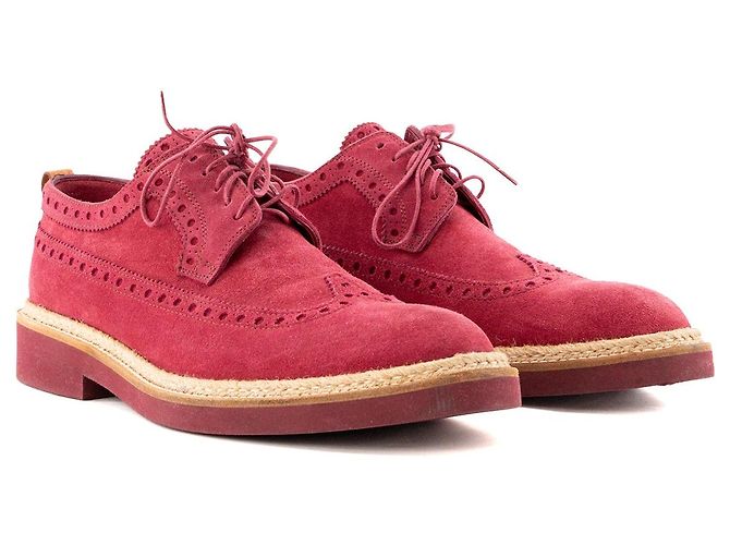 LOUIS VUITTON - Derbies Louis Vuitton en daim rose (T41,5) Dark red