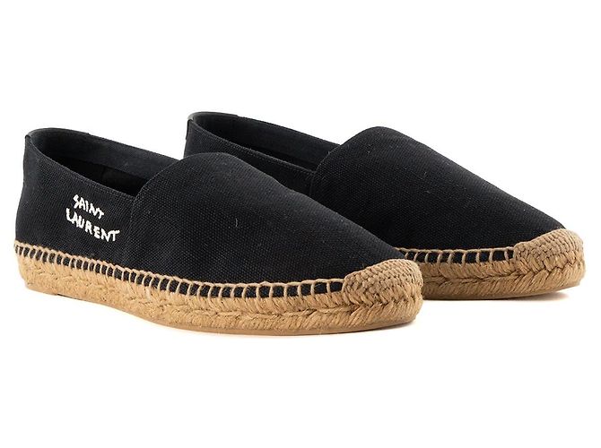 Autre Marque SAINT LAURENT - Espadrillas Saint Laurent in tela nera e rafia (T41) Nero