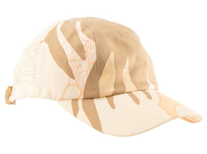 HERMÈS - Boné Davis Jungle Hermès bege e laranja (T57) Marrom
