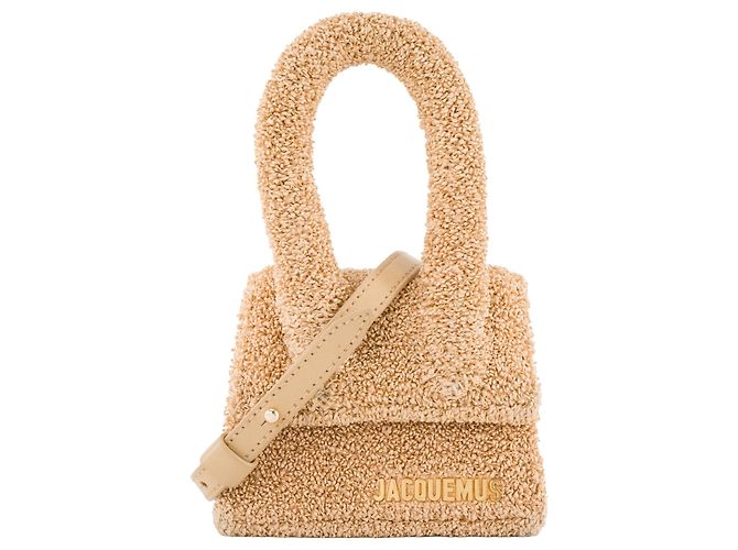 JACQUEMUS - Borsa a tracolla Chiquito Mini Jacquemus in rafia e pelle beige