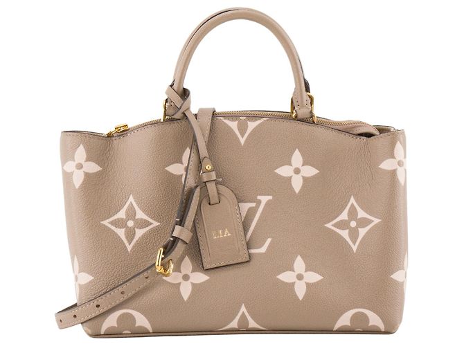 LOUIS VUITTON - Sac à bandoulière Petit Palais Louis Vuitton en cuir empreinte gris et beige Marron