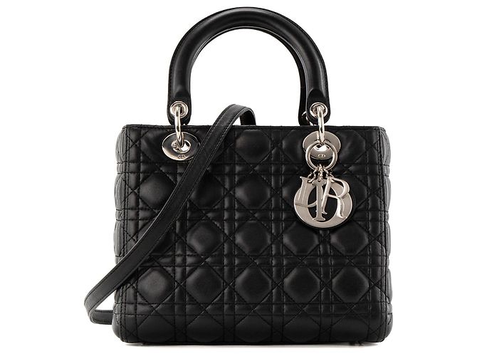 Autre Marque DIOR - mala Lady Dior medium em pele cannage preta Preto