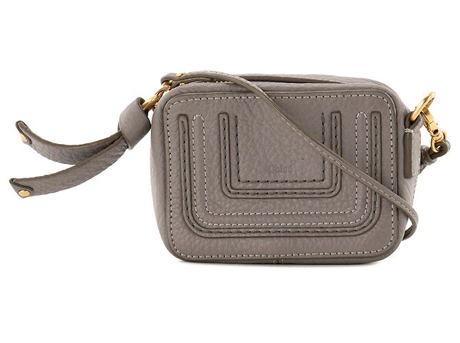 CHLOÉ - Bolsa de ombro Marcie mini Chloé em couro granulado cinza