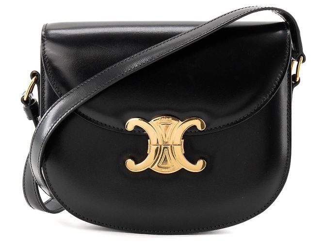 Céline CELINE - Borsa a tracolla Clea Triomphe Celine in pelle liscia nera Nero