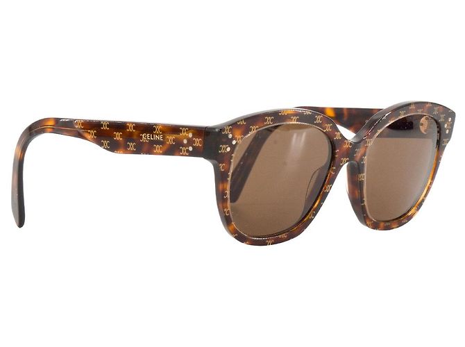 CELINE - Occhiali da sole Céline in acetato monogramma triomphe e tartarugato marrone
