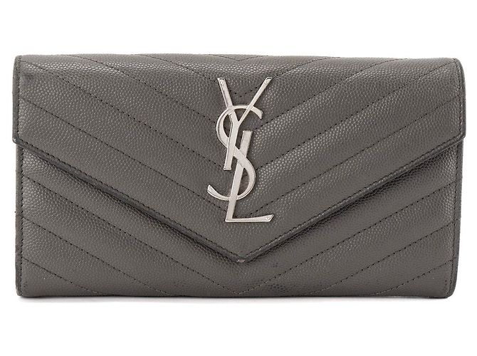 Autre Marque SAINT LAURENT - Cartera Saint Laurent Cassandre en piel granulada gris