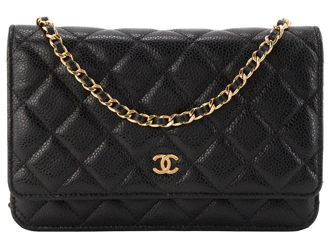 CHANEL - Borsa a tracolla Wallet On Chain Classic/Timeless Chanel in pelle caviar nera Nero