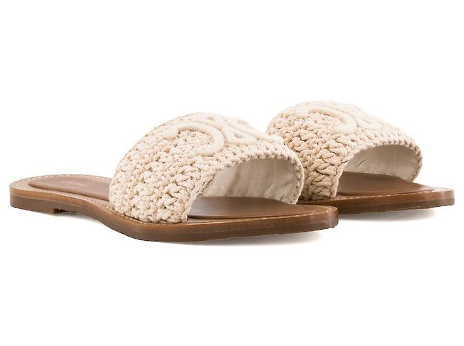 Céline CELINE - Sandali Lympia Triomphe Celine in cotone beige (T40)