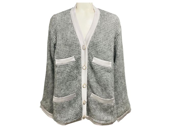 Autre Marque forte_forte Waffelstrick-Cardigan mit Taschen Grey Grigio Melange Grau