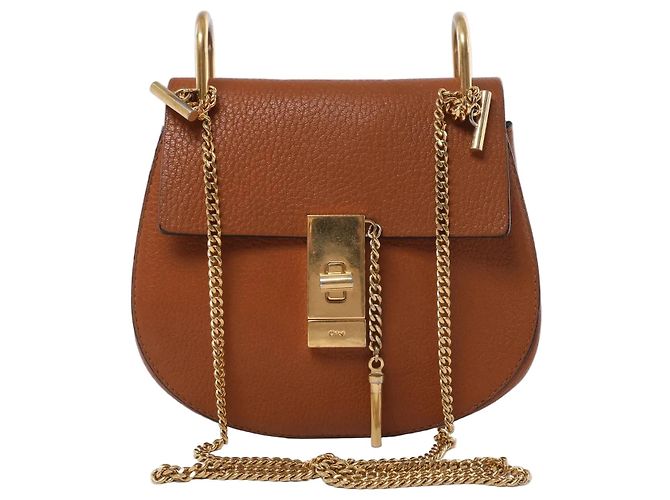 Chloé Borsa a tracolla Chloe Drew in pelle con catena, Brown Marrone