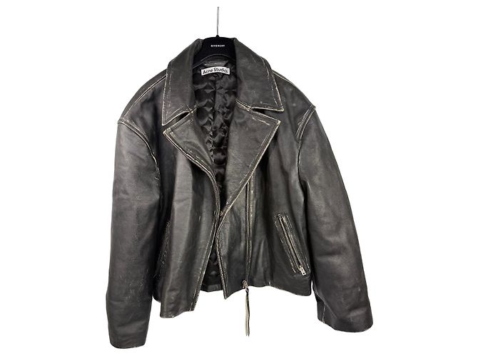 Acne Studios Giacca Biker Pelle Nera Nero