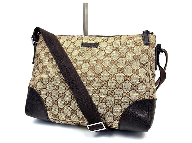 Borsa a tracolla Gucci GG Canvas e pelle nera Nero