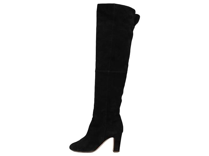 CHANEL Black Suede Over-the-Knee Boots EU 38 pre-owned
