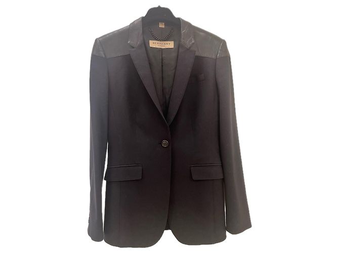 Burberry Blazer com acabamento em couro preto