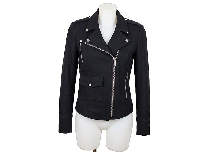 Golden Goose Bikerjacke aus schwarzer Wolle