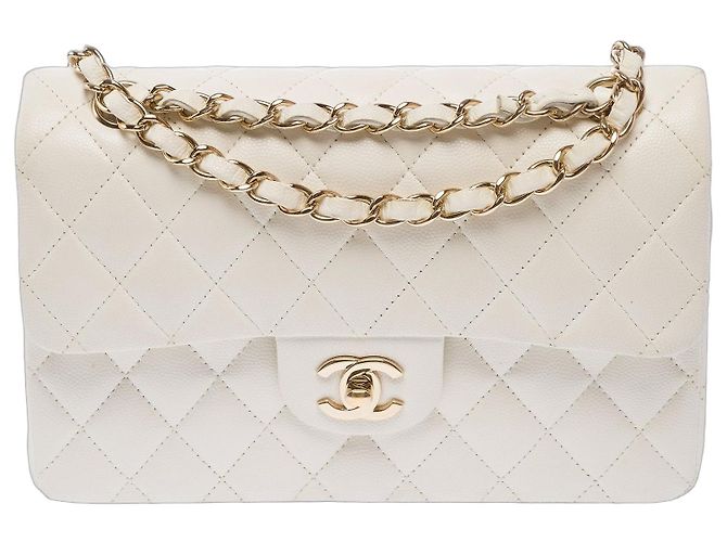Bolsa CHANEL Timeless/Classique em Couro Branco - 103935