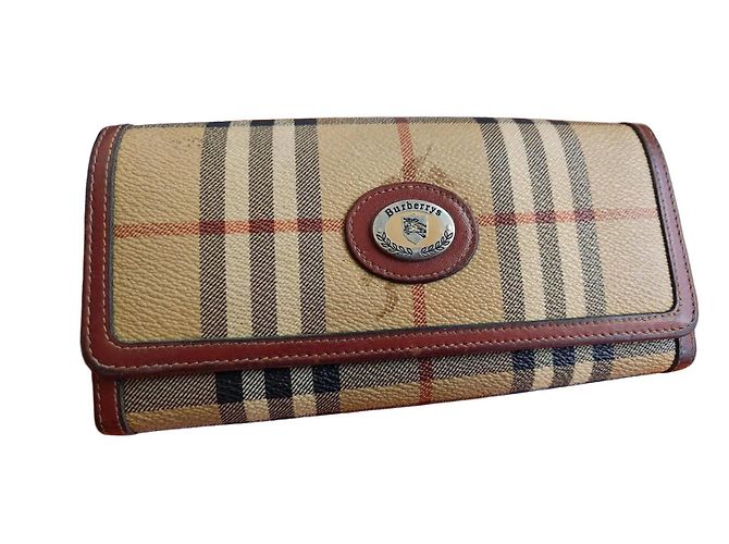 Burberry Nova Check Leather Wallet Brown Beige